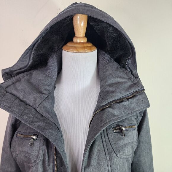 TNA Aritzia Gray Verbier Faux Fur Lined Parka Long Coat Size XXS Women's Flaws - Picture 2 of 13